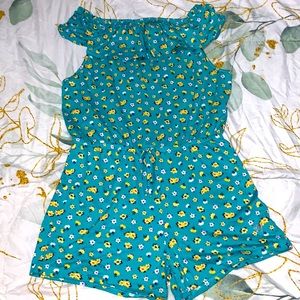 Limited Too girls floral and turquoise romper size M(8)